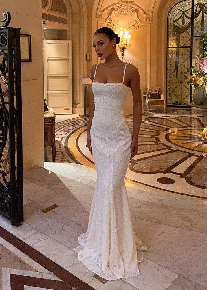 Seraphina - Lace-Back Satin Maxi Dress - View 6
