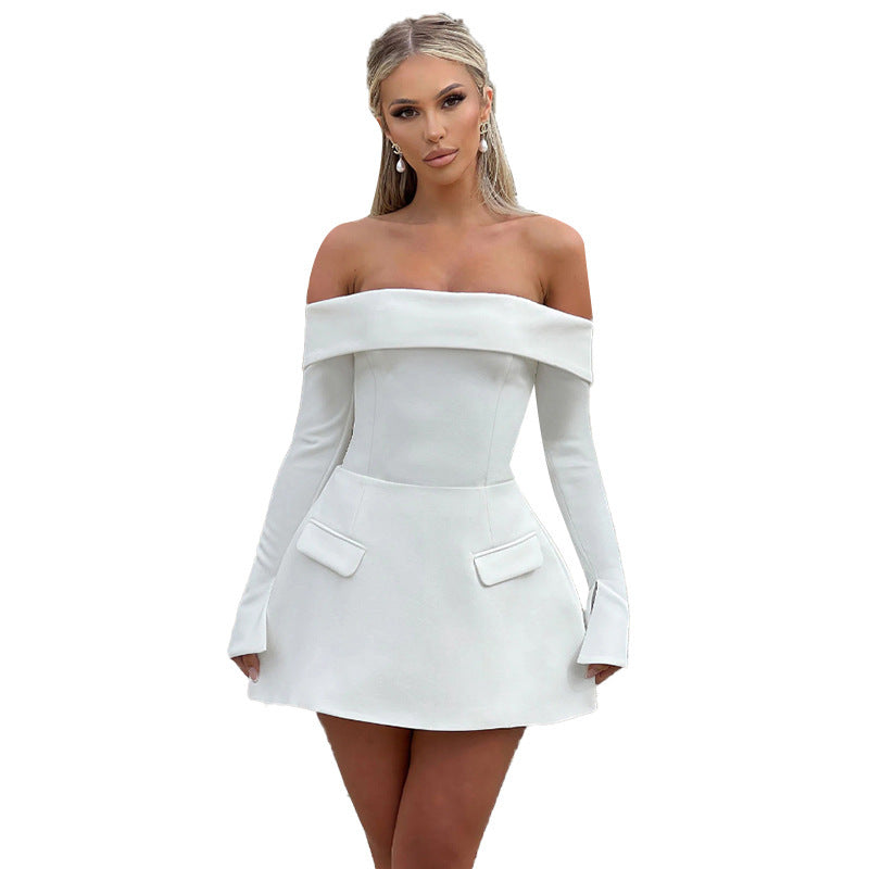 Barbara 2.0 Off Shoulder Mini dress-White