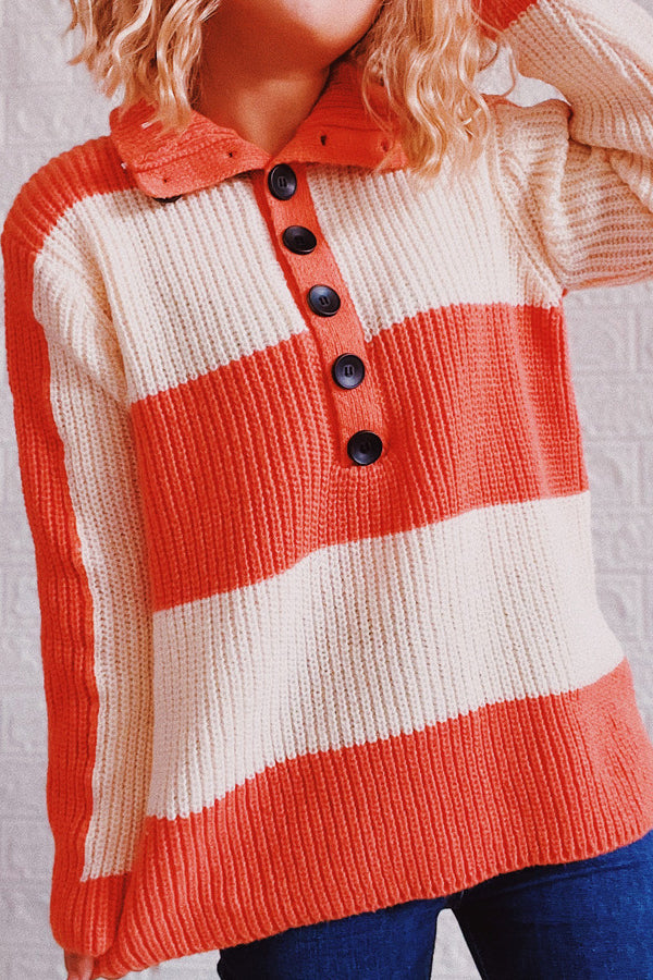 Saturday In the Park Stripe Button Sweater