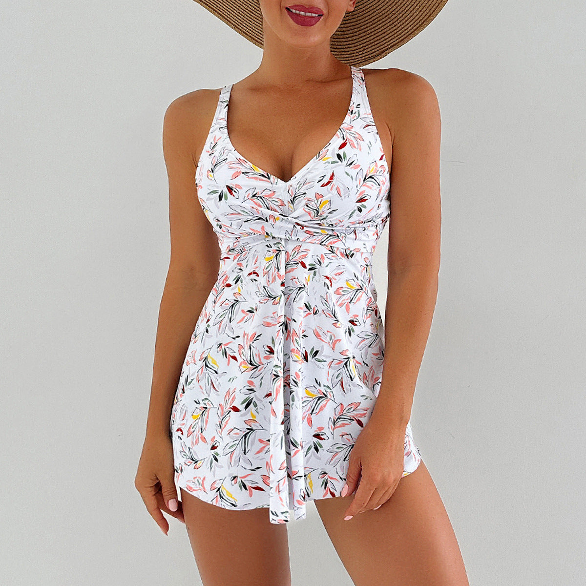 Bárbara Effortless Women's Swim Dress with Floral Design and Ruffles Premium Wardrobe Essential