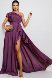 Autuk Chiffon Lace Split Maxi Dress - View 3