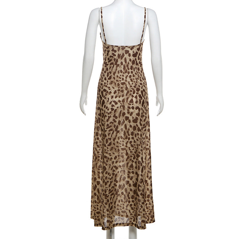 Leopard Aura Midi Dress Brown
