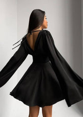 Celeste - Satin Bell Sleeve Mini Dress - View 8