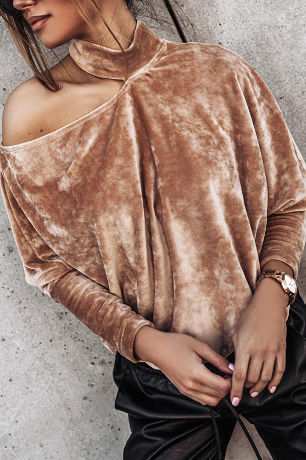 Cut Up Bat Sleeve Velvet Top