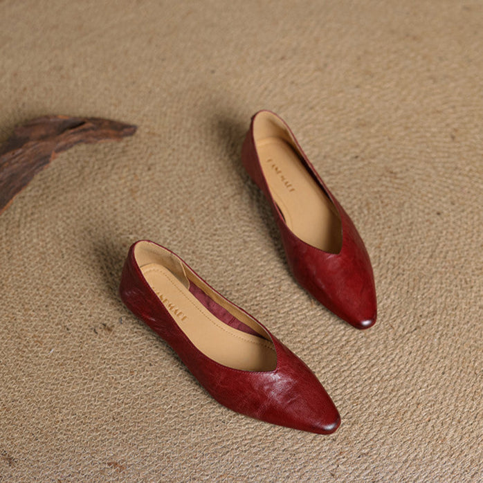 Pointed Toe V Cut Slip On Flats