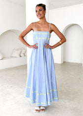 Floral Embroidered Spaghetti Strap Maxi Dress Summer 6