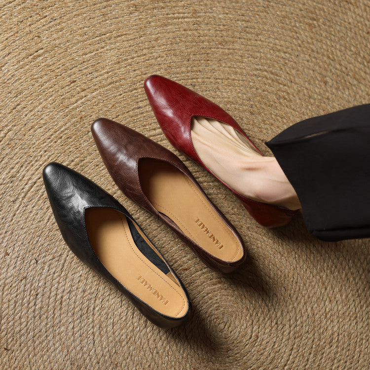 Pointed Toe V Cut Slip On Flats