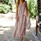 V-Neck Sleeveless Pocket Loose Maxi Summer Dress 2