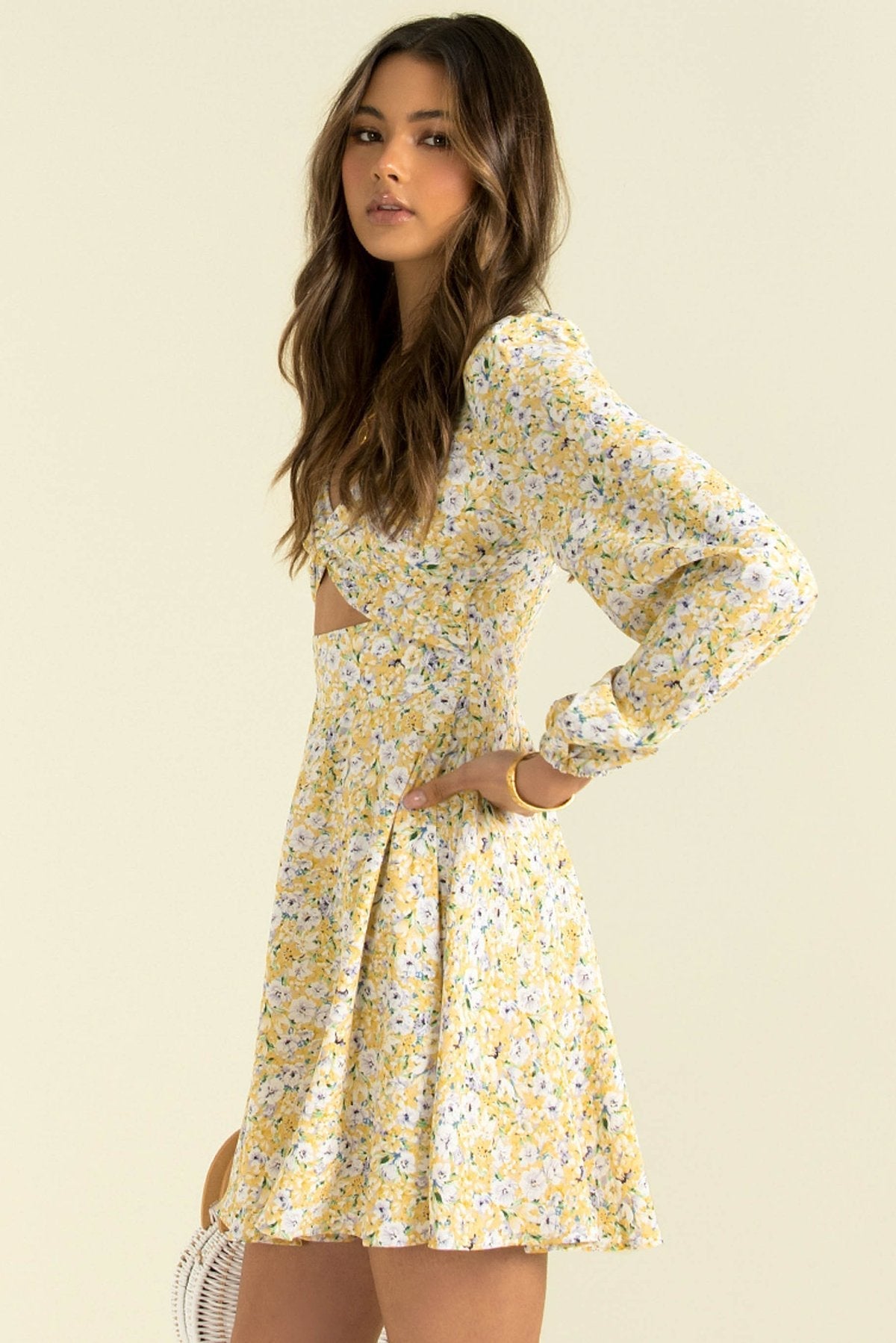 Lowri Floral Long Sleeve Cutout Maxi Dress