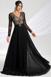 Abel Black Long-Sleeve Lace Maxi Dress - View 2