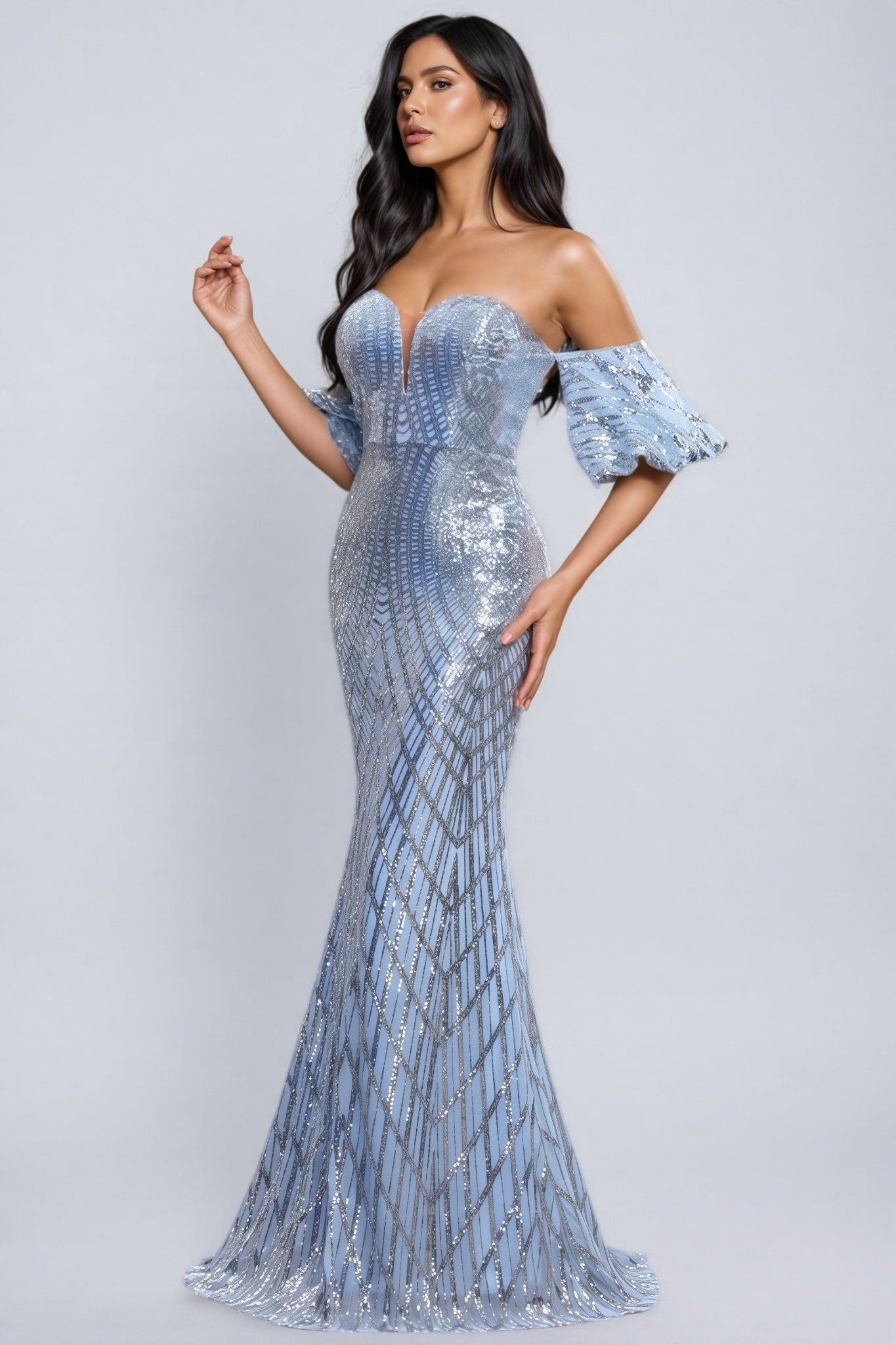 Austen Blue Sleeveless Sequin Maxi Dress - View 4