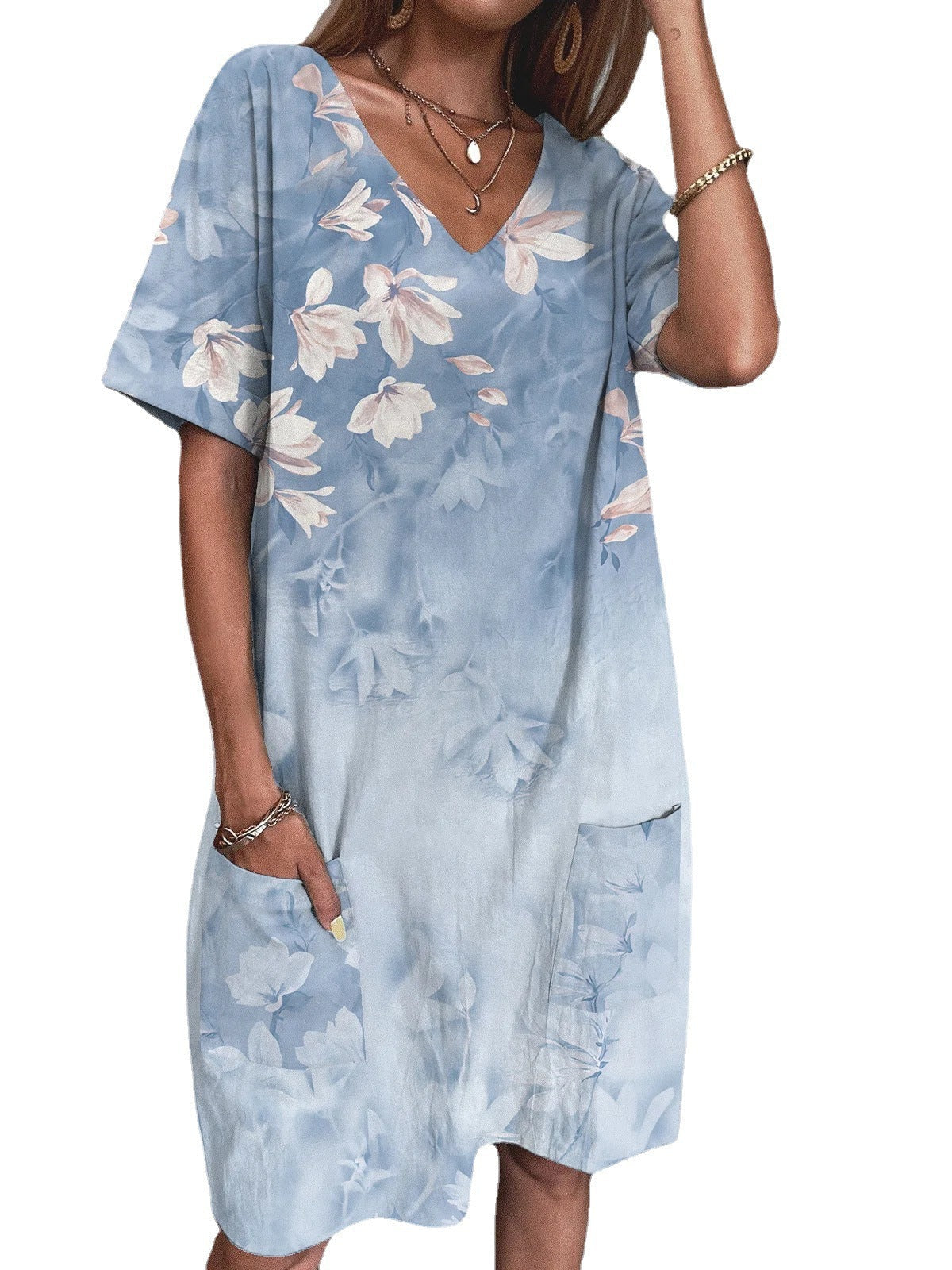 Octavia Chic Women's Floral Print V Neck Summer Dress Premium Wardrobe Essential