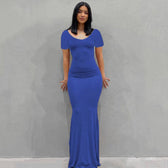 Scoop Neck Spaghetti Strap Bodycon Mermaid Maxi Dress 31