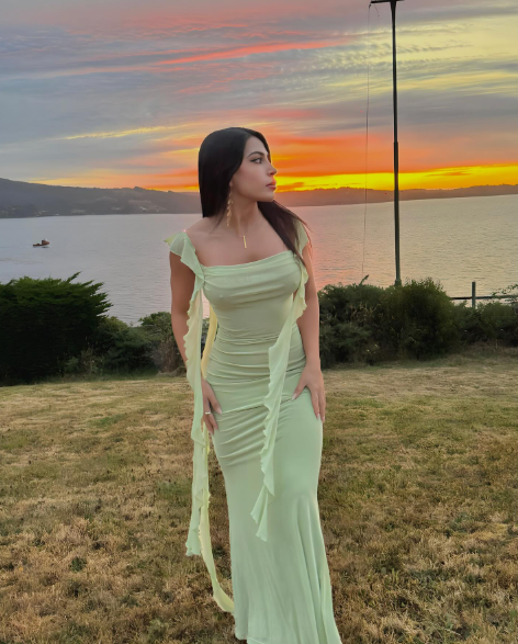 Cute Light Green Chiffon Ruffle Mermaid Wedding Guest Dress Formal Bridesmaid Dress D1092