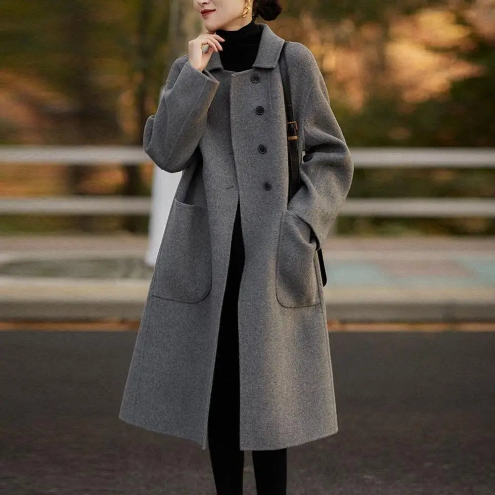 Collared Button Front Patch Pocket Midi Coat 2