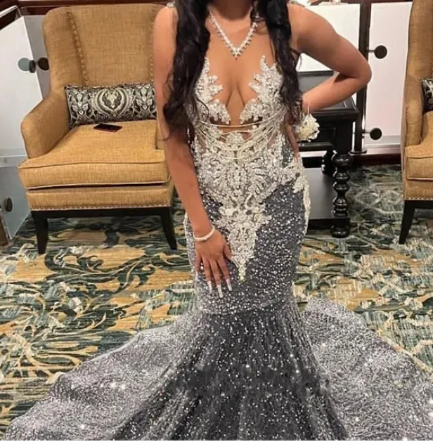 Sparkly Mermaid Long Prom Dress,Glam Dress,Pageant Dress cc978