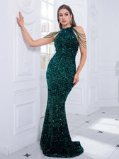 Halter-Neck Sequin Dress