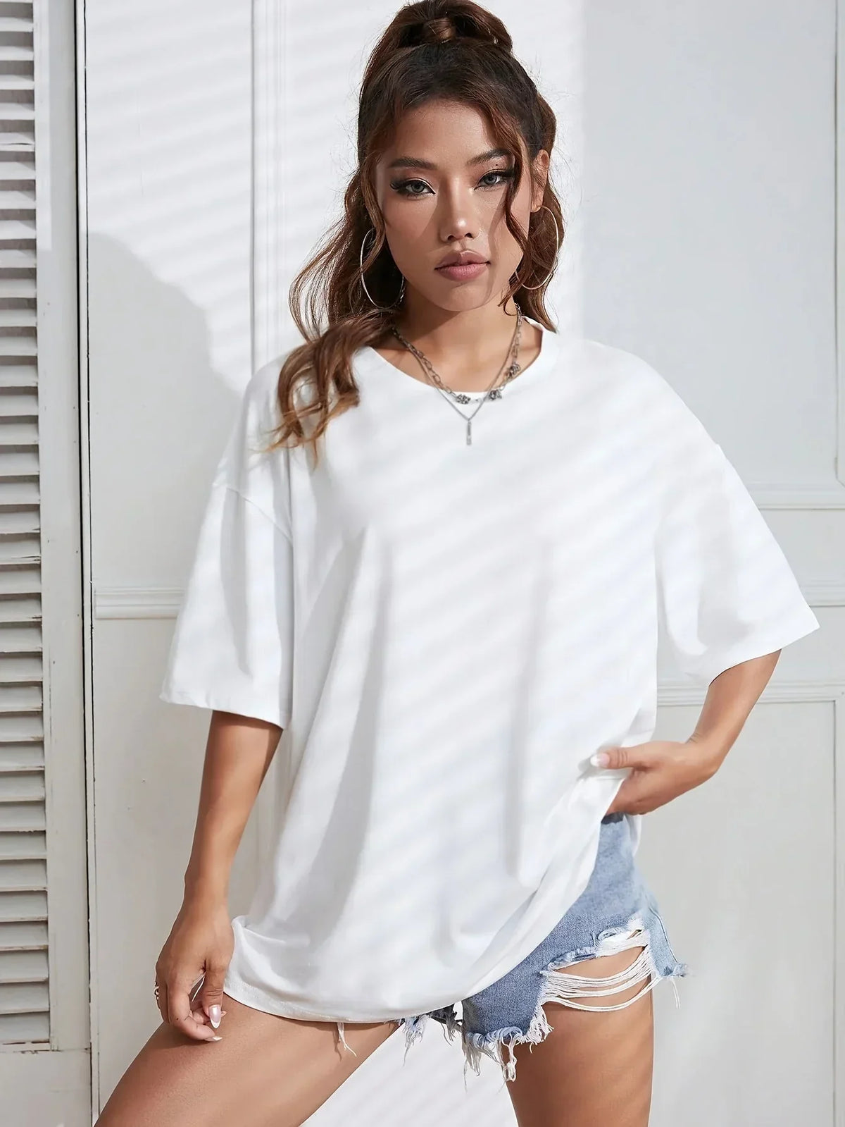 Crew Neck Drop Shoulder Oversized T-Shirt