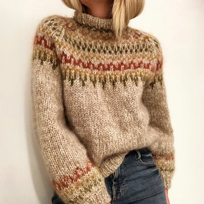 Turtleneck Fair Isle Long Sleeve Knit Sweater