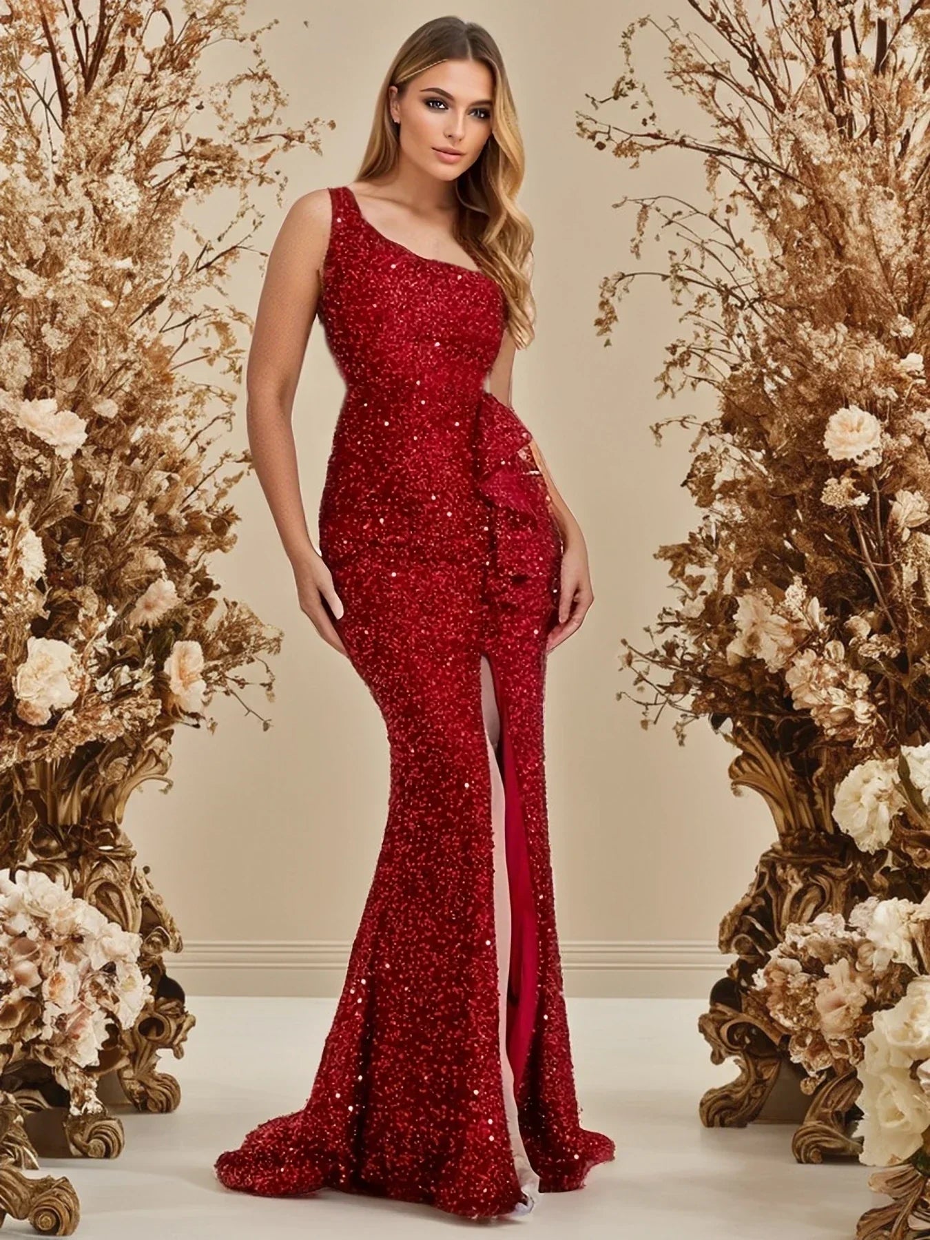 Backless Lace Sequin Dress