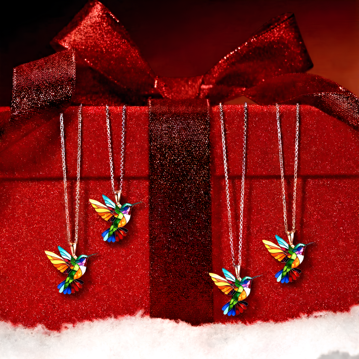 Enamel Hummingbird Pendant Necklace