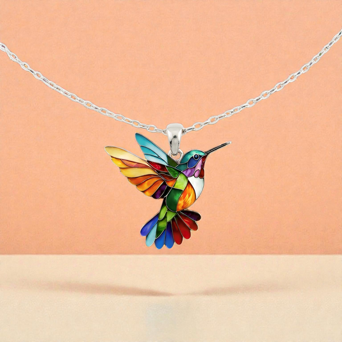 Enamel Hummingbird Pendant Necklace