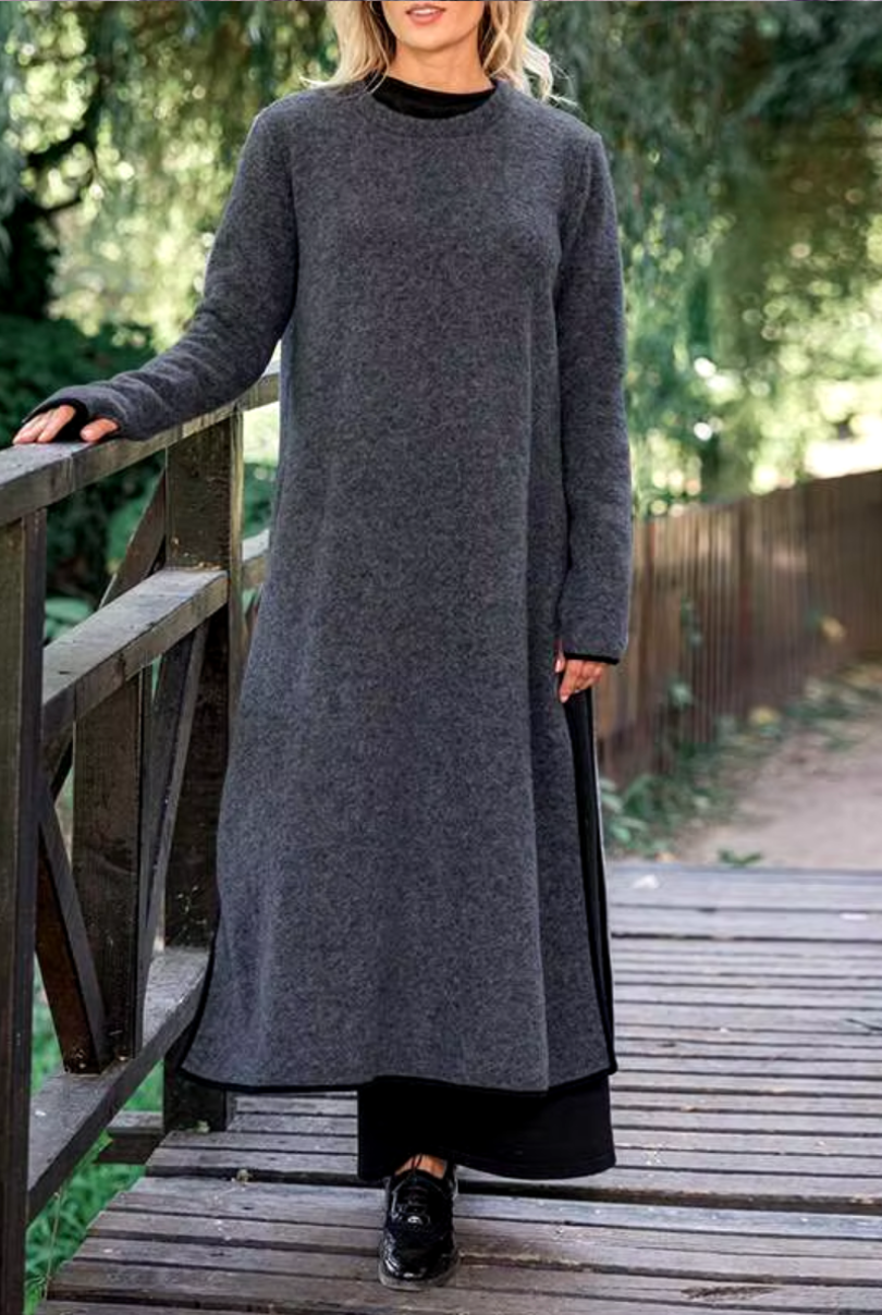 Glenda Cozy Long Layered Dress with Relaxed Fit and Everyday Wear