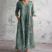Floral Print V-Neck Long Sleeve Tiered Maxi Dress 8
