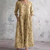 Floral Print V-Neck Long Sleeve Tiered Maxi Dress 6