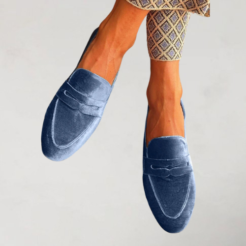 Velvet Round Toe Slip On Penny Loafers