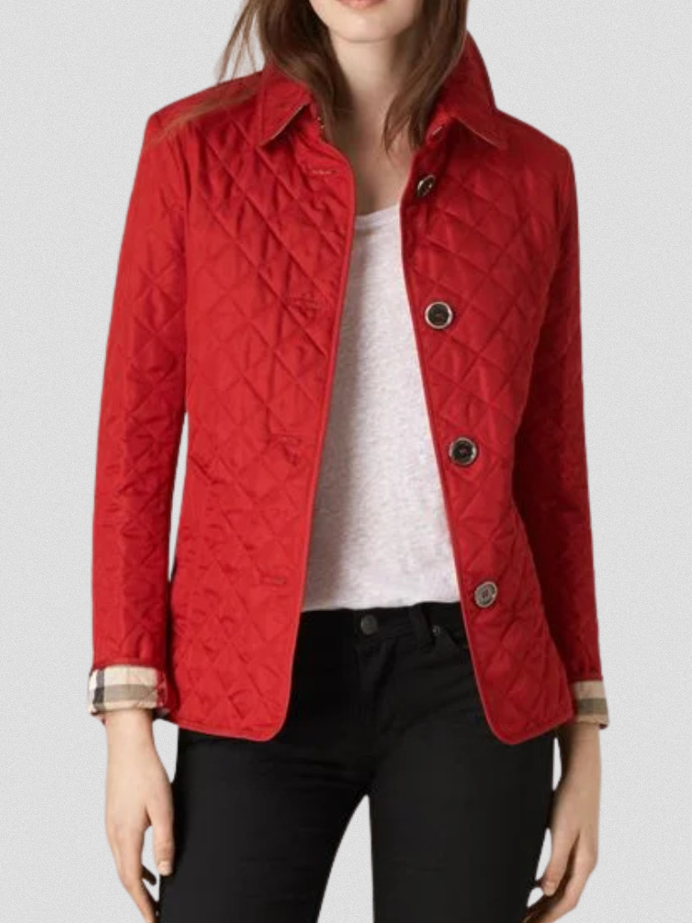 Diamond Quilted Button Front Collared Jacket