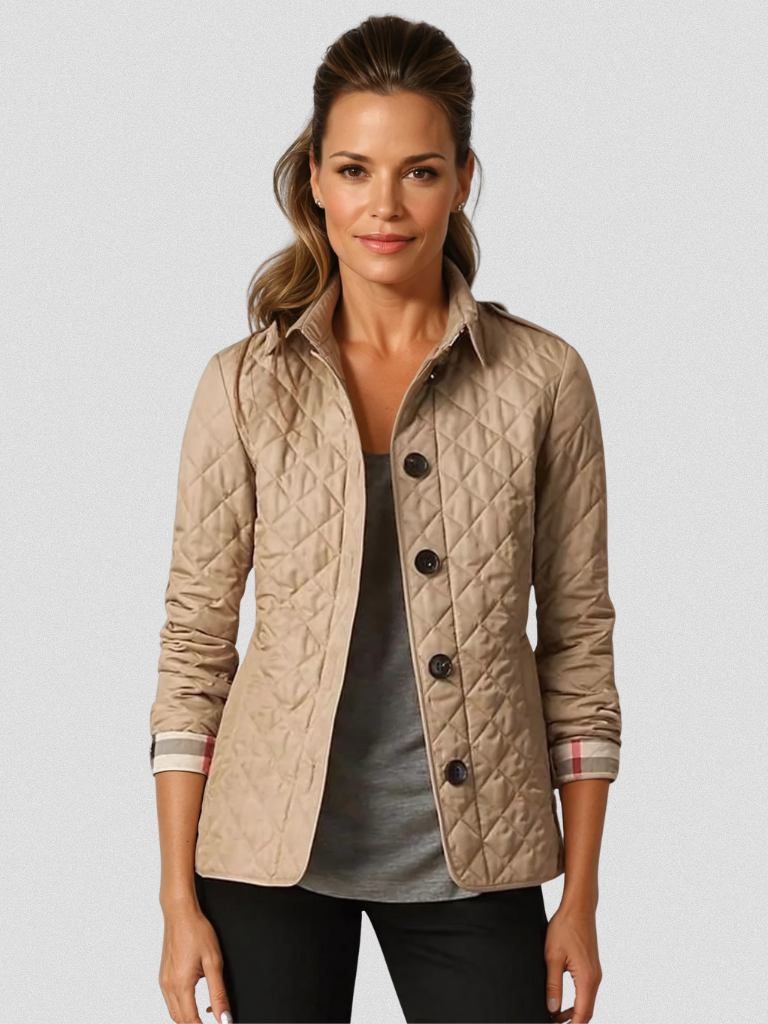 Diamond Quilted Button Front Collared Jacket