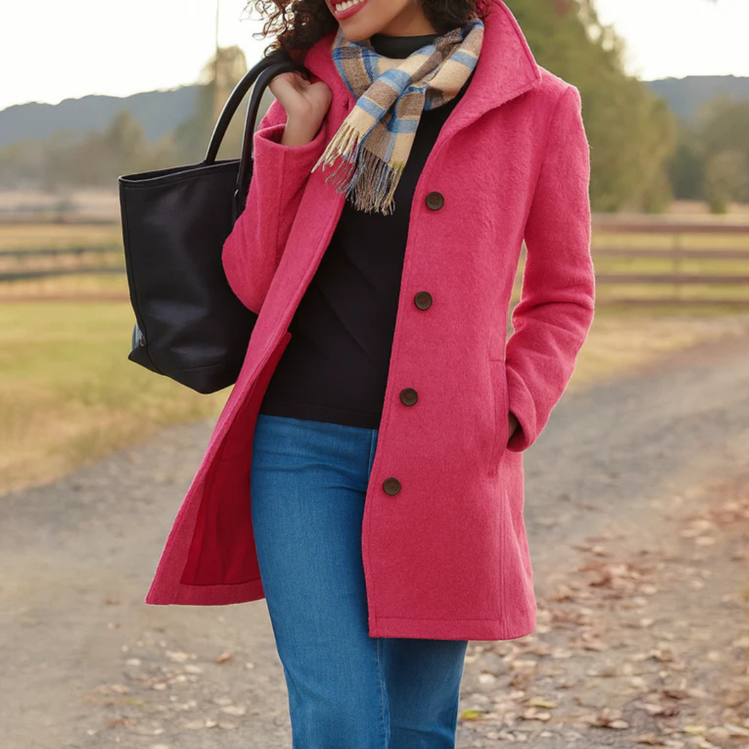 Lapel Collar Button Front Longline Coat