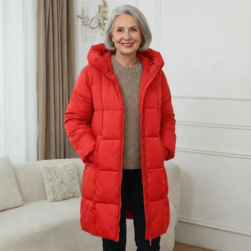 Hooded Zip Front Quilted Longline Puffer Coat