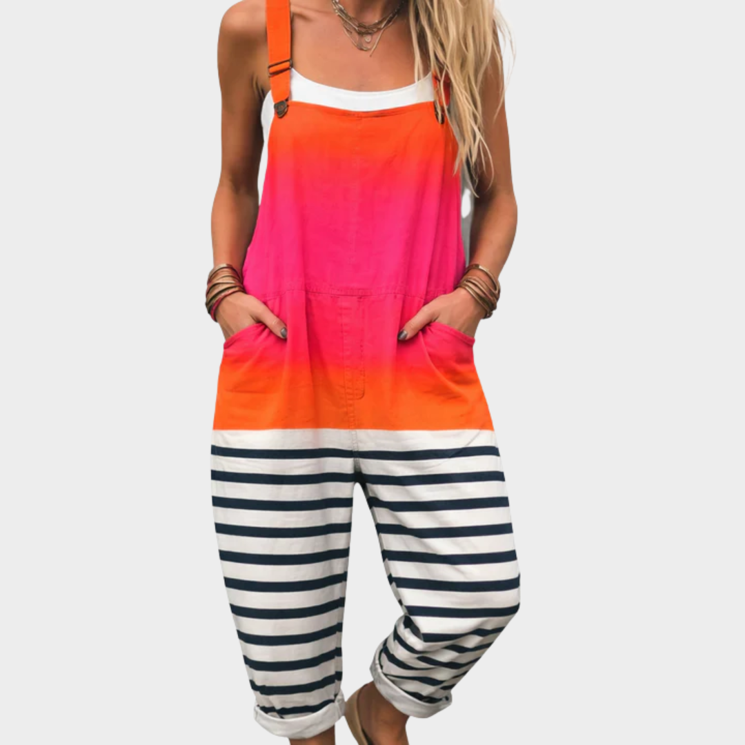 Ombre Striped Adjustable Strap Overall Jumpsuit
