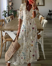 Ikat Print V-Neck Tassel Tie Tiered Maxi Dress 7