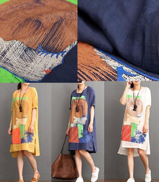 Orange linen dress casual summer dresses plus size shirt sundress