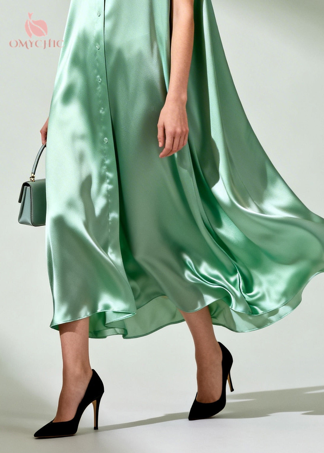 Satin Lace Trim Collar Button Down Sleeveless Oversized Shirt Maxi Dress