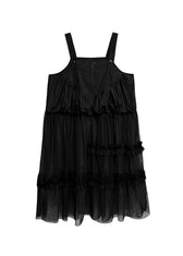 Original Design Black Ruffled Patchwork Tulle Strap Dress 5