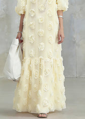 Original Design Pink Floral Patchwork Tulle Maxi Dress Summer 4