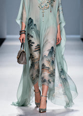 Original Design V Neck Print Chiffon Maxi Dress Summer 4