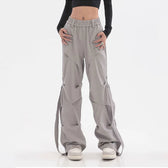 Pleated Cargo Streetwear Wide Pants GRAY / S
