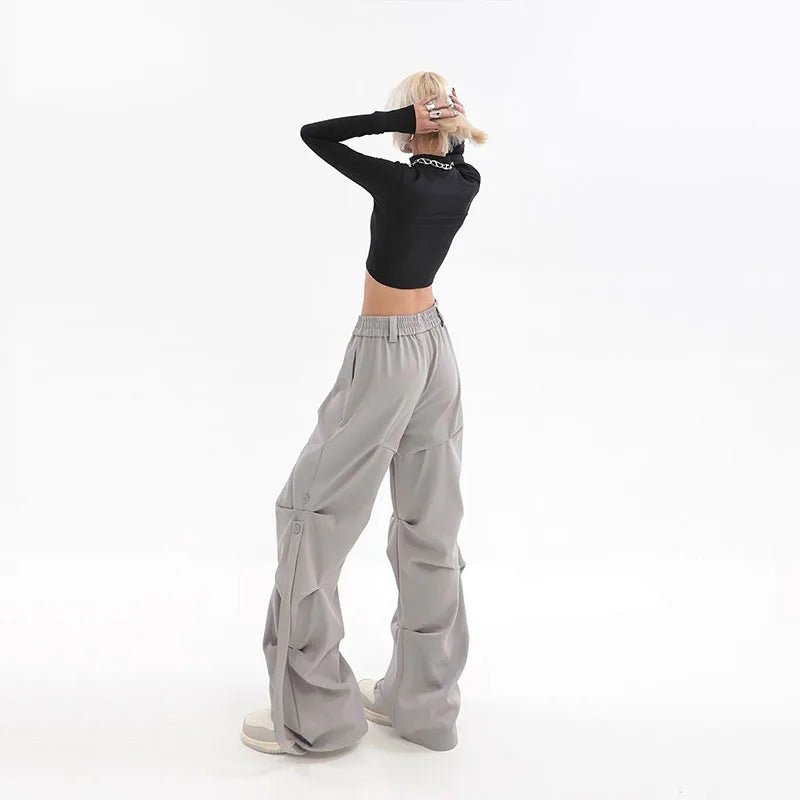 Pleated Cargo Wide Pants