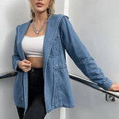 Hooded 2024 Autumn Winter Lapel Loose Open Front Chic Stylish Elegant Fashionable Versatile Short