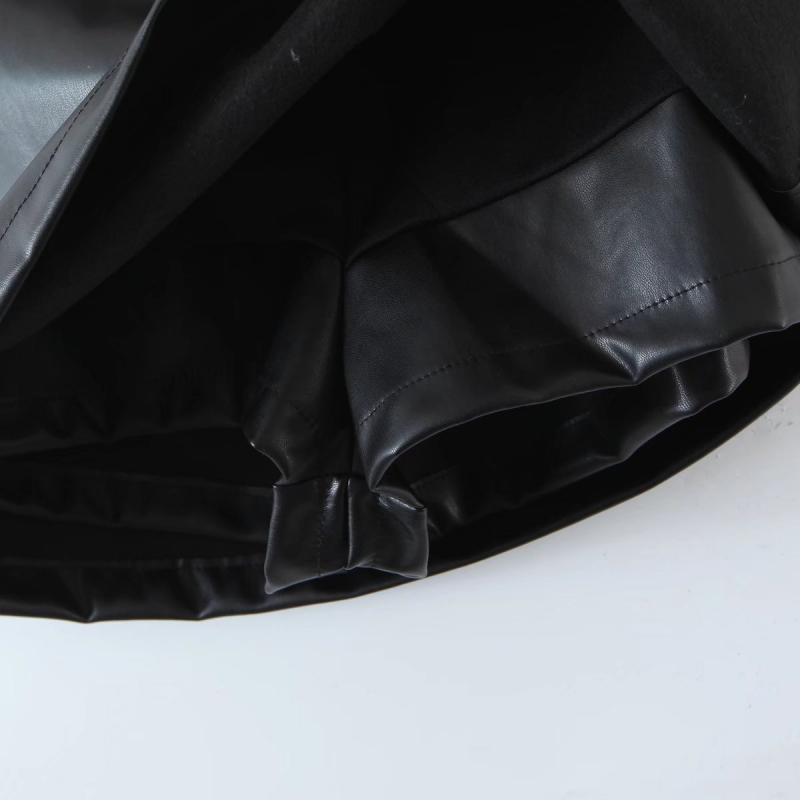 Faux Leather V-Cut Waist Side Slit Bodycon Mini Skirt 6
