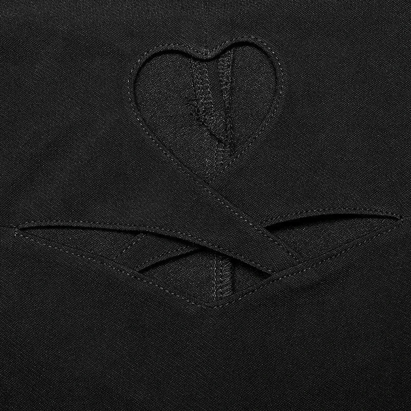 Gothic Heart-shaped Puff Sleeves Sexy Black Dress