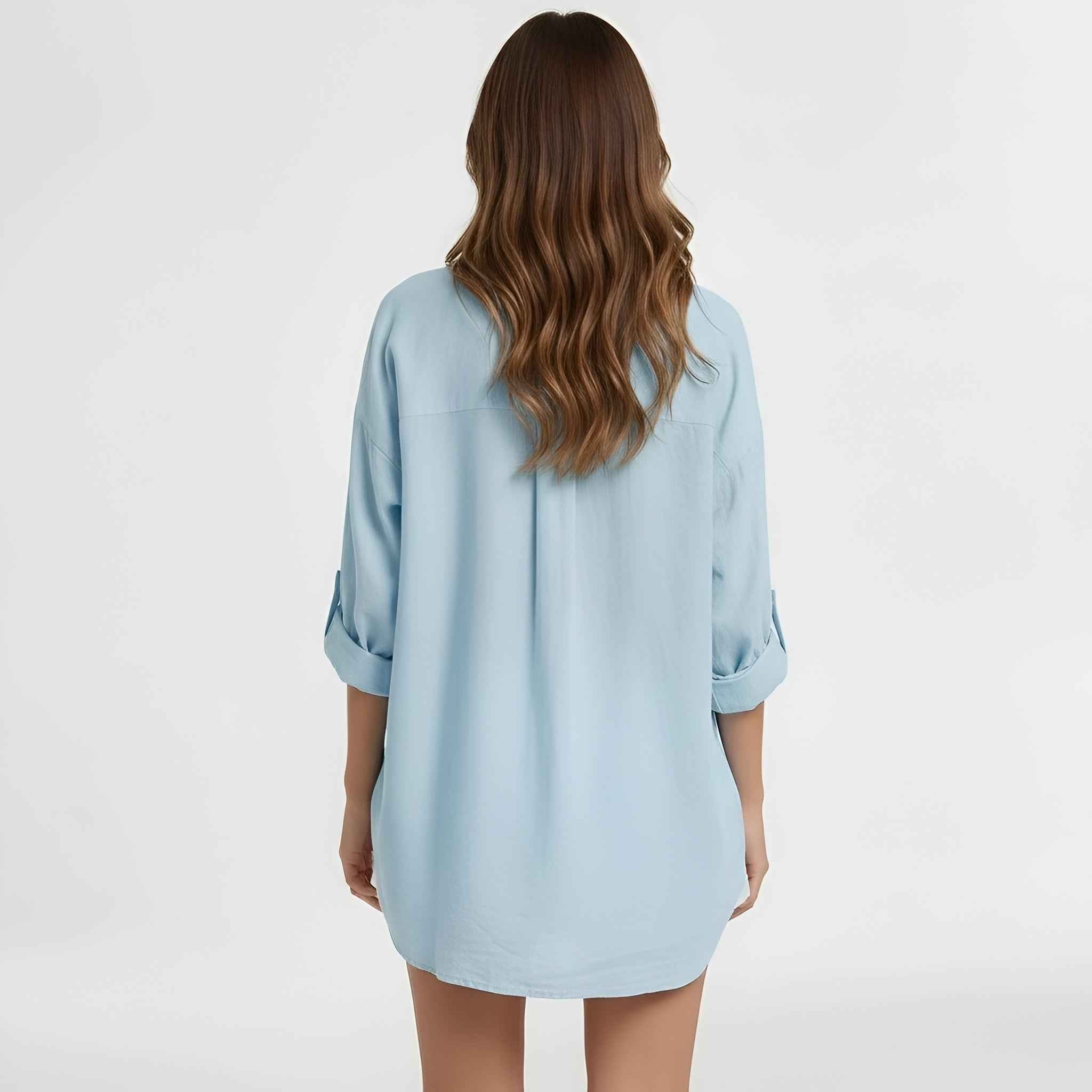 Elegant Oversized Linen Blouse with Breathable Fabric and Relaxed Fit