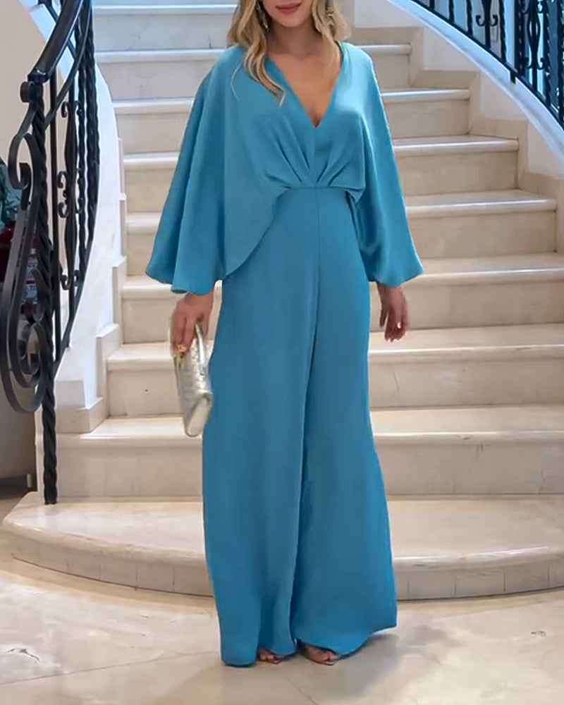Elegant Plunge V-neck Jumpsuit for Women | Tailored Fit & Comfortable Fabric