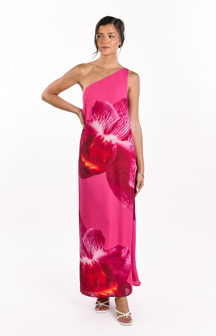 Paisleigh Pink Orchid One Shoulder Maxi Dress
