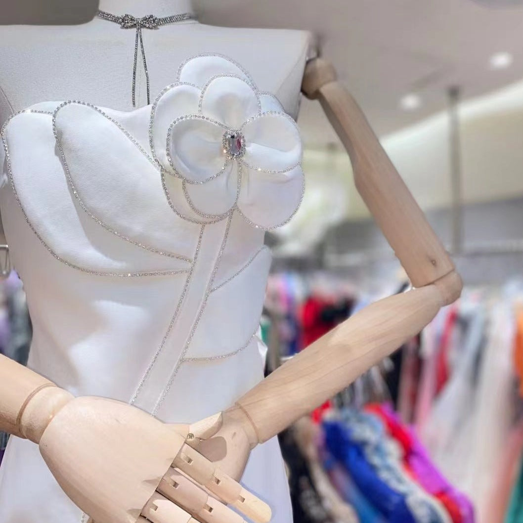 Paloma Rhinestone Floral Embellished Mini Dress